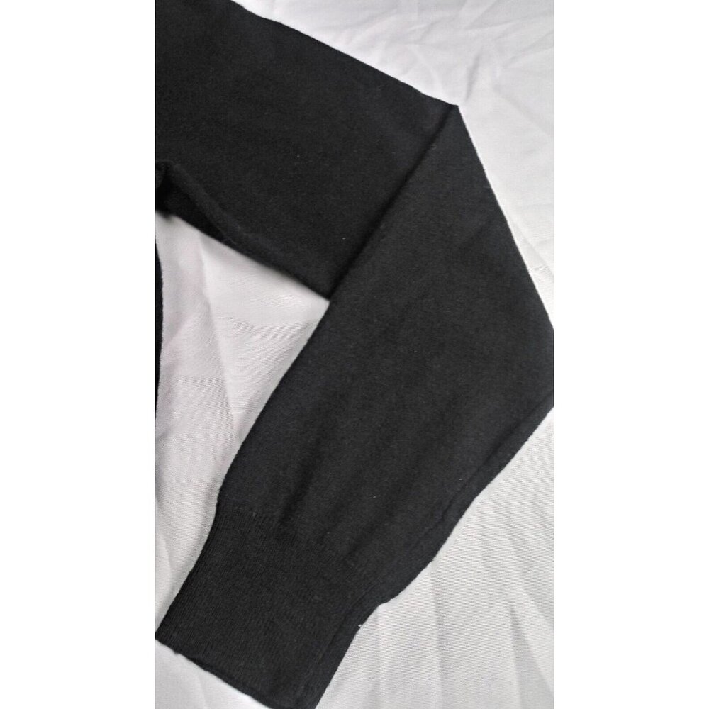 Harrison Davis Sweater Mens Medium Black Top With Faux Suede Trim poly wool - Picture 5 of 14